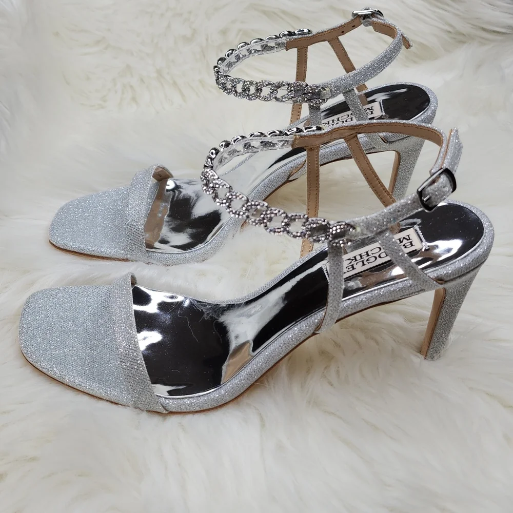 Badgley Mischka Kai Silver Heels